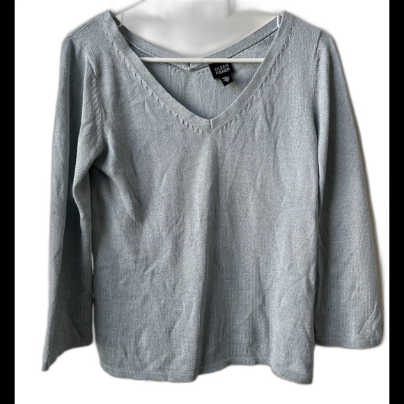 Eileen Fisher Tops - Eileen Fisher Italian Yarn Sweater Top Long Sleeve V Neck Casual Luxury Size S